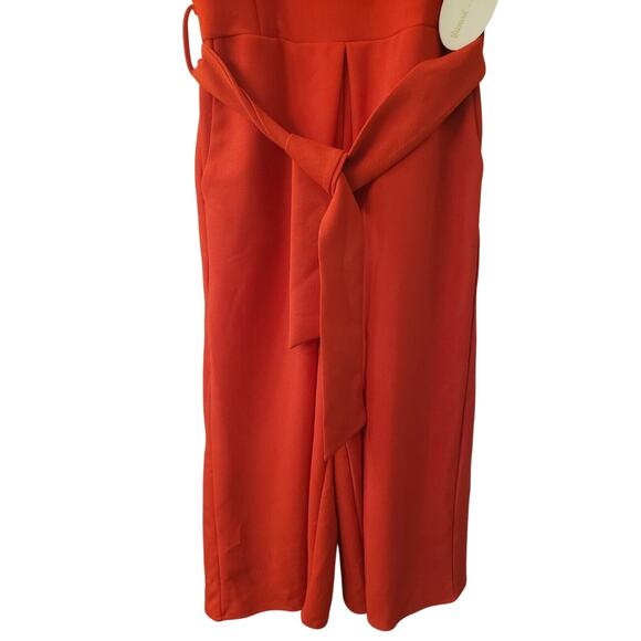 Bishop & Young Red Rachel Cropped Belted Tie Waist Wide Leg Jumpsuit, Small NWT - Picture 3 of 11